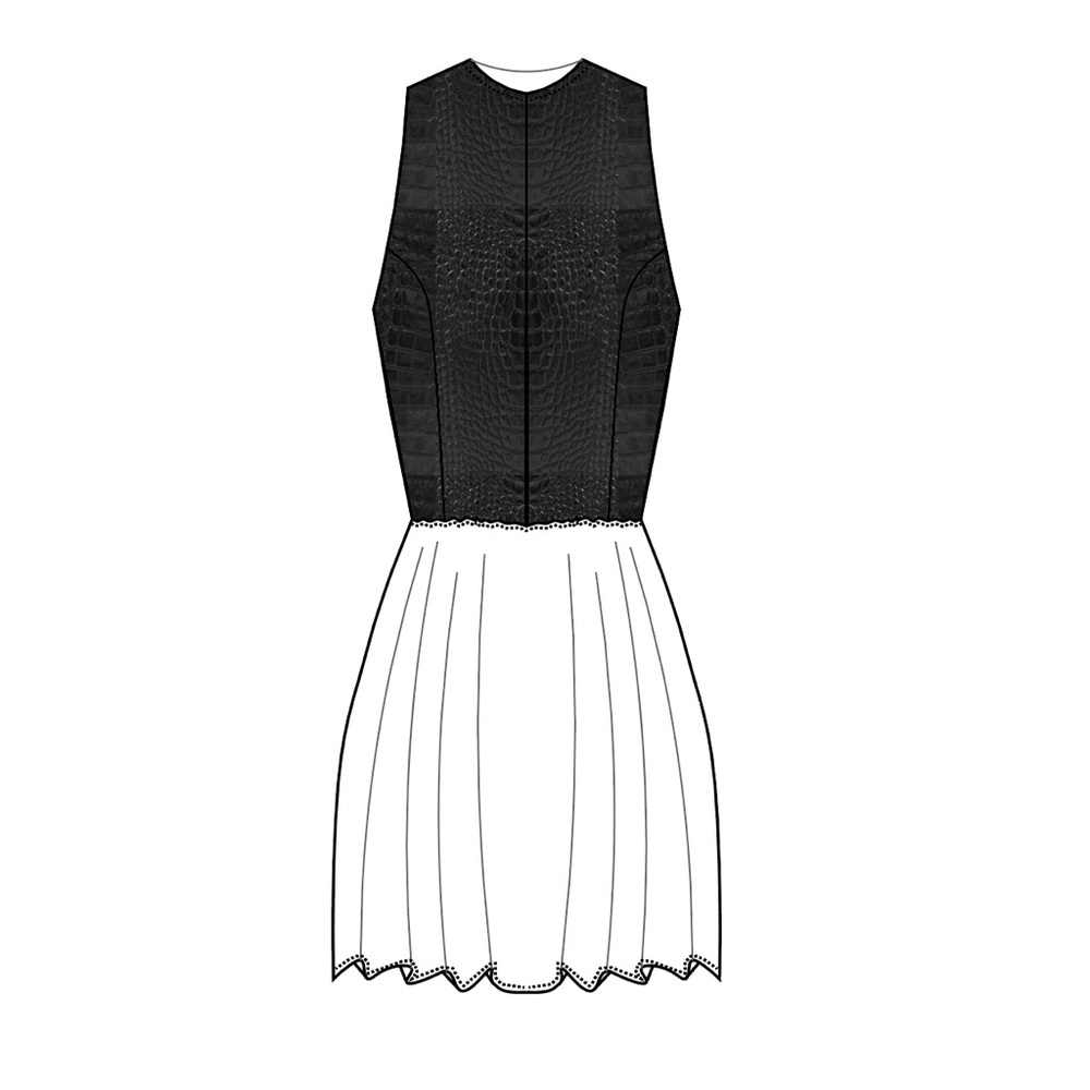 Leather and Flowy sheer dress